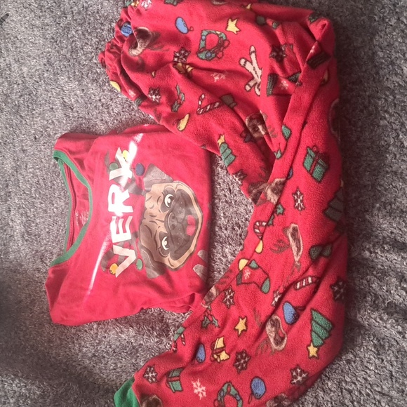 Pug dog reindeer Christmas ornament PJs top and bottom - Picture 1 of 6